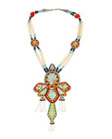 A LeJeune Chavez Kewa Peyote bird beaded necklace