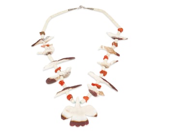 A Roque Garcia Kewa carved shell fetish necklace
