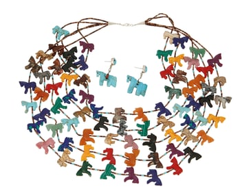 A group of Southwest-style stone horse fetish jewelry