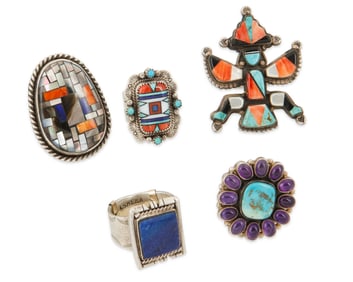A group of Southwest stone inlay rings