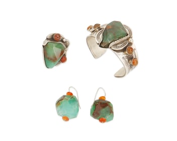 A set of Art Tafoya sterling silver and stone set jewelry