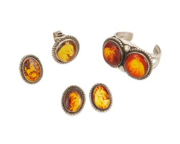 A group of Art Tafoya horse-themed jewelry