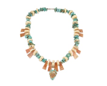 A Southwest-style stone bead frog necklace