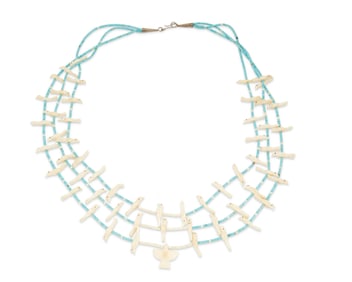 A Zuni Pueblo carved fetish necklace