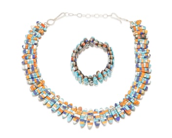 A set of Southwest mixed stone inlay jewelry