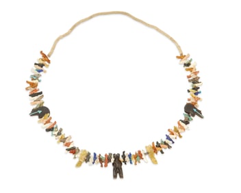 A Zuni Pueblo carved stone fetish necklace