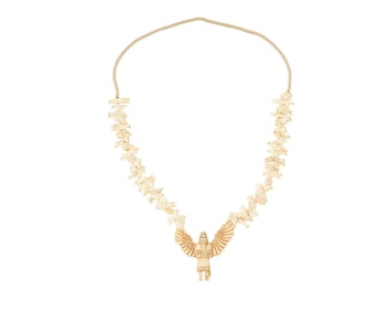 A Zuni Pueblo carved bone fetish necklace
