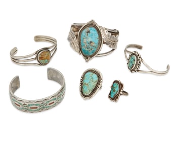 A group of Navajo jewelry