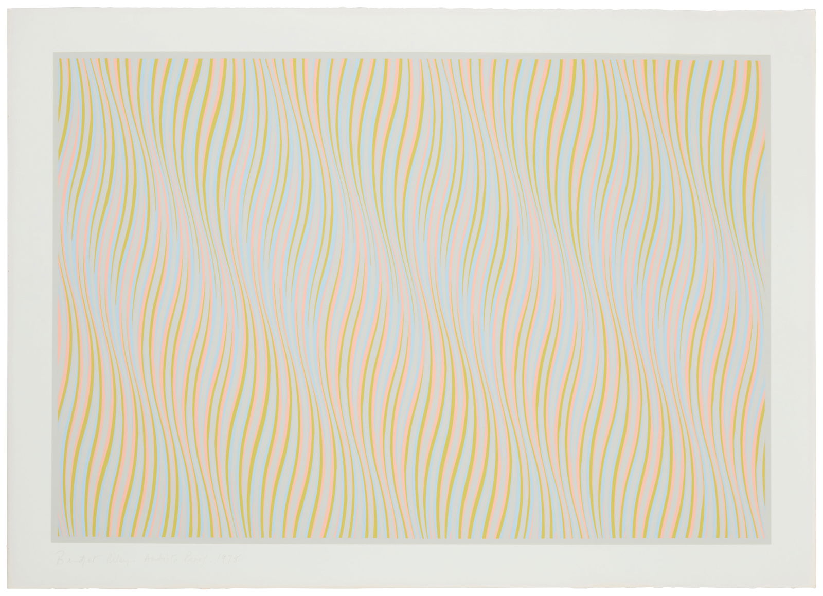 Bridget Riley (b. 1931), "Untitled (Bronze)," 1978, Screenprint in colors on wove paper, Image:: Bridget Riley(b. 1931)"Untitled (Bronze)," 1978Screenprint in colors on wove paperEdition: One of twenty artist's proofs (the edition was 75)Signed, dated, and numbered in pencil in the lowe
