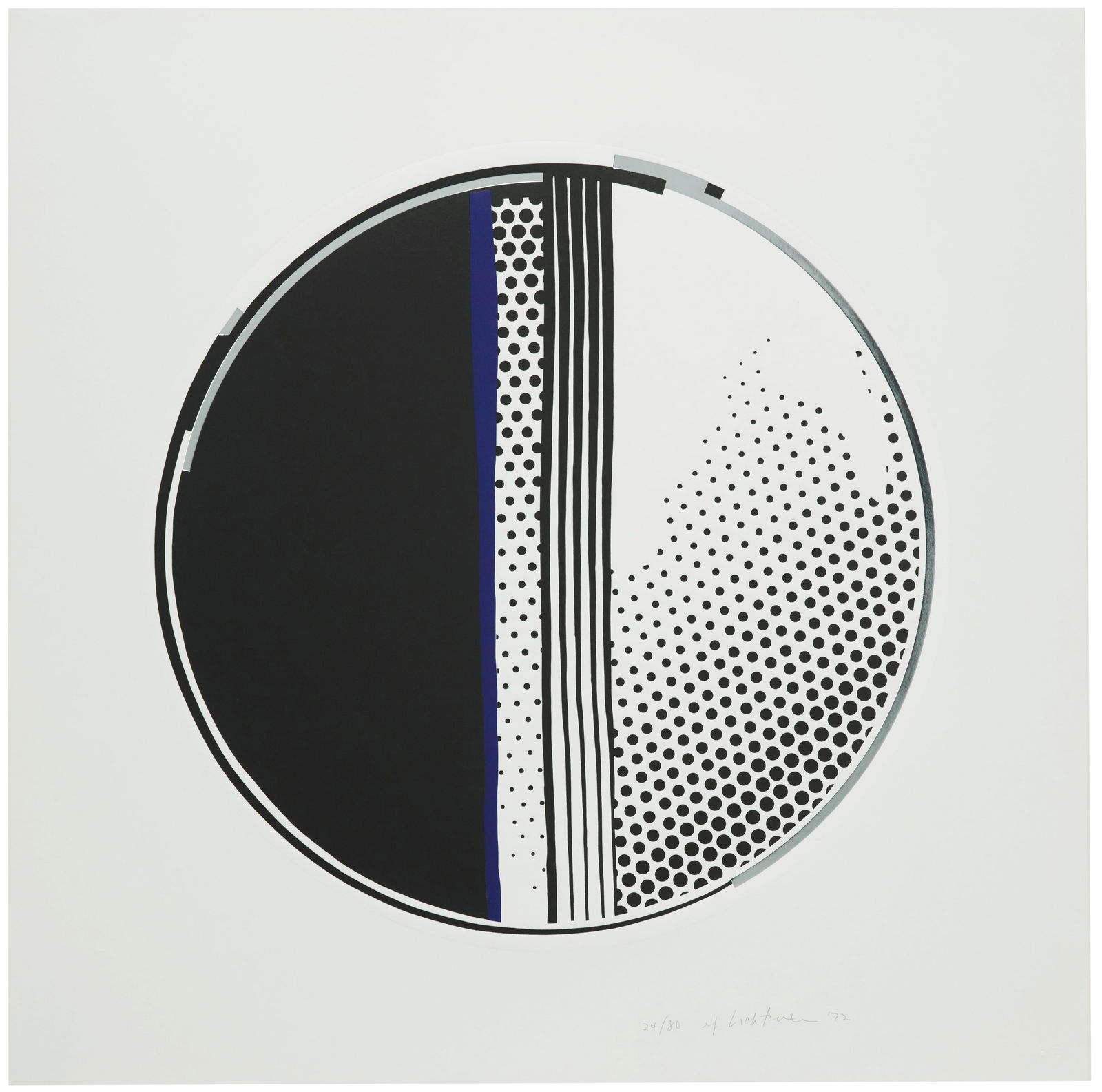 Roy Lichtenstein (1923-1997), "Mirror #1" from the "Mirror Series," 1972, Linecut, screenprint with: Roy Lichtenstein(1923-1997)"Mirror #1" from the "Mirror Series," 1972Linecut, screenprint with embossing, and collage in colors on Arjomari paperEdition: 24/80 (there were also 10