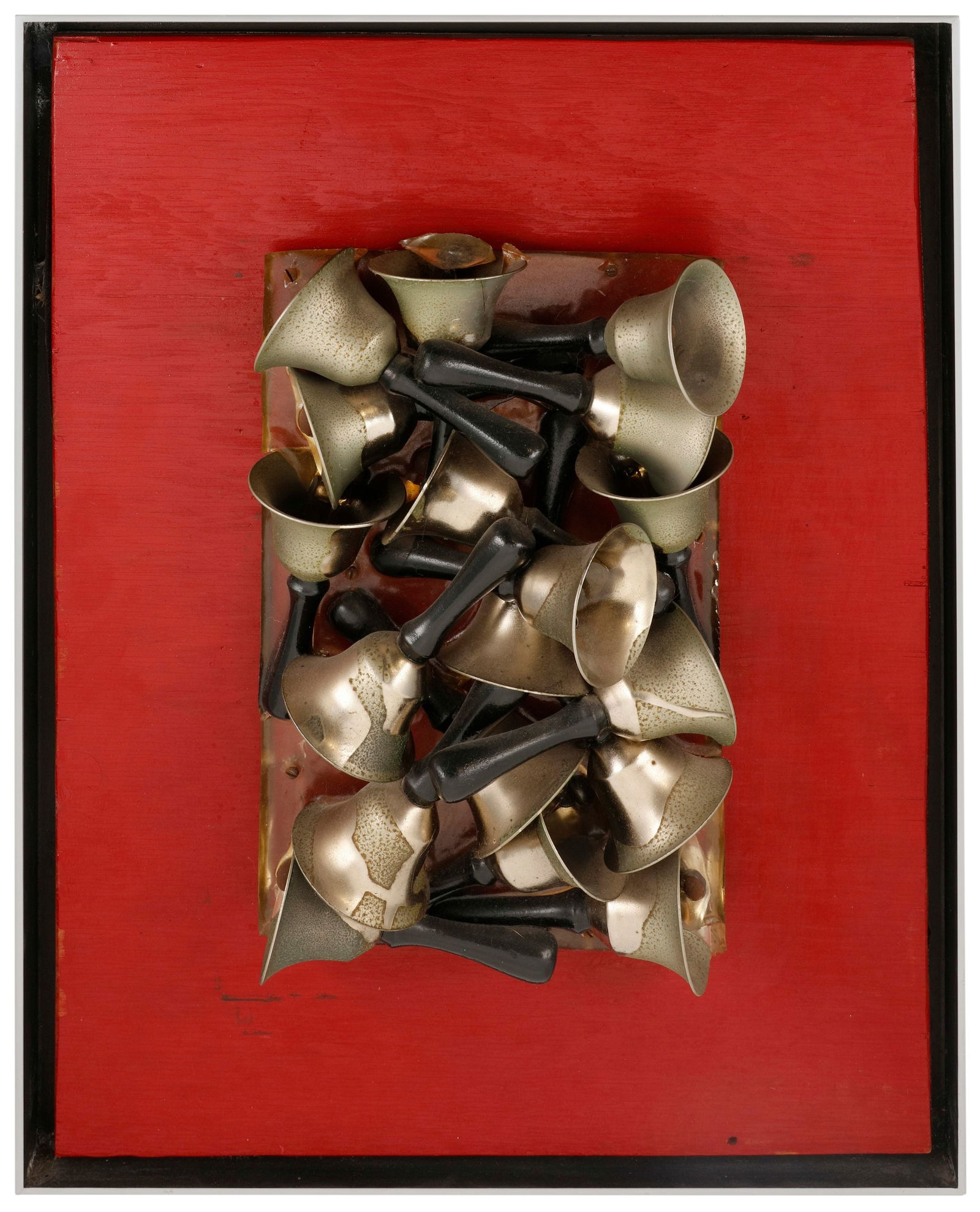 Armand Pierre Arman (1928-2005), Untitled, bells, 1964, Metal bells on resin on painted plywood, (1 of 4)