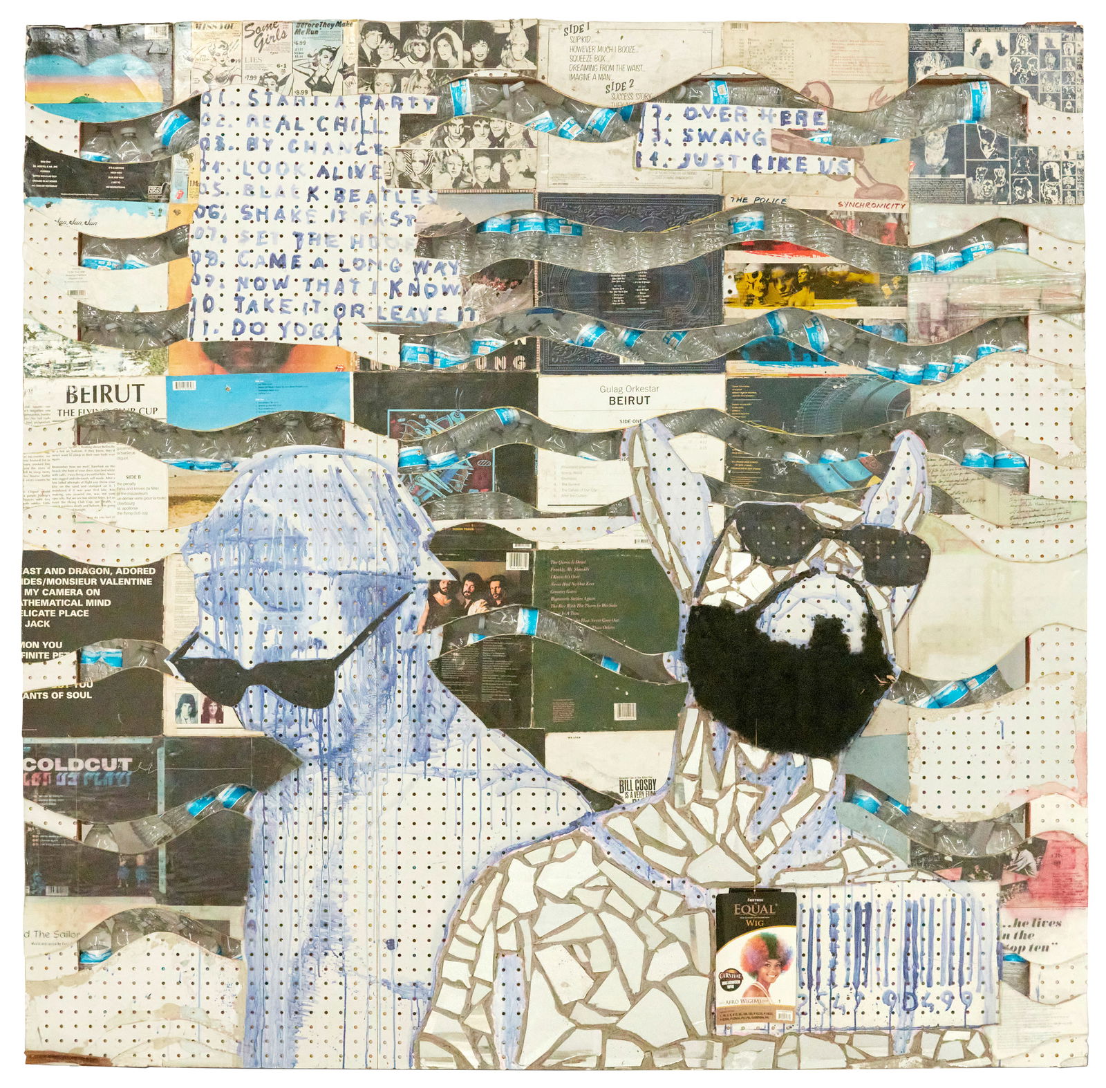 Aaron Fowler (b. 1988), "Flow," Mixed media installation with water bottles and particle board, 72" (1 of 20)