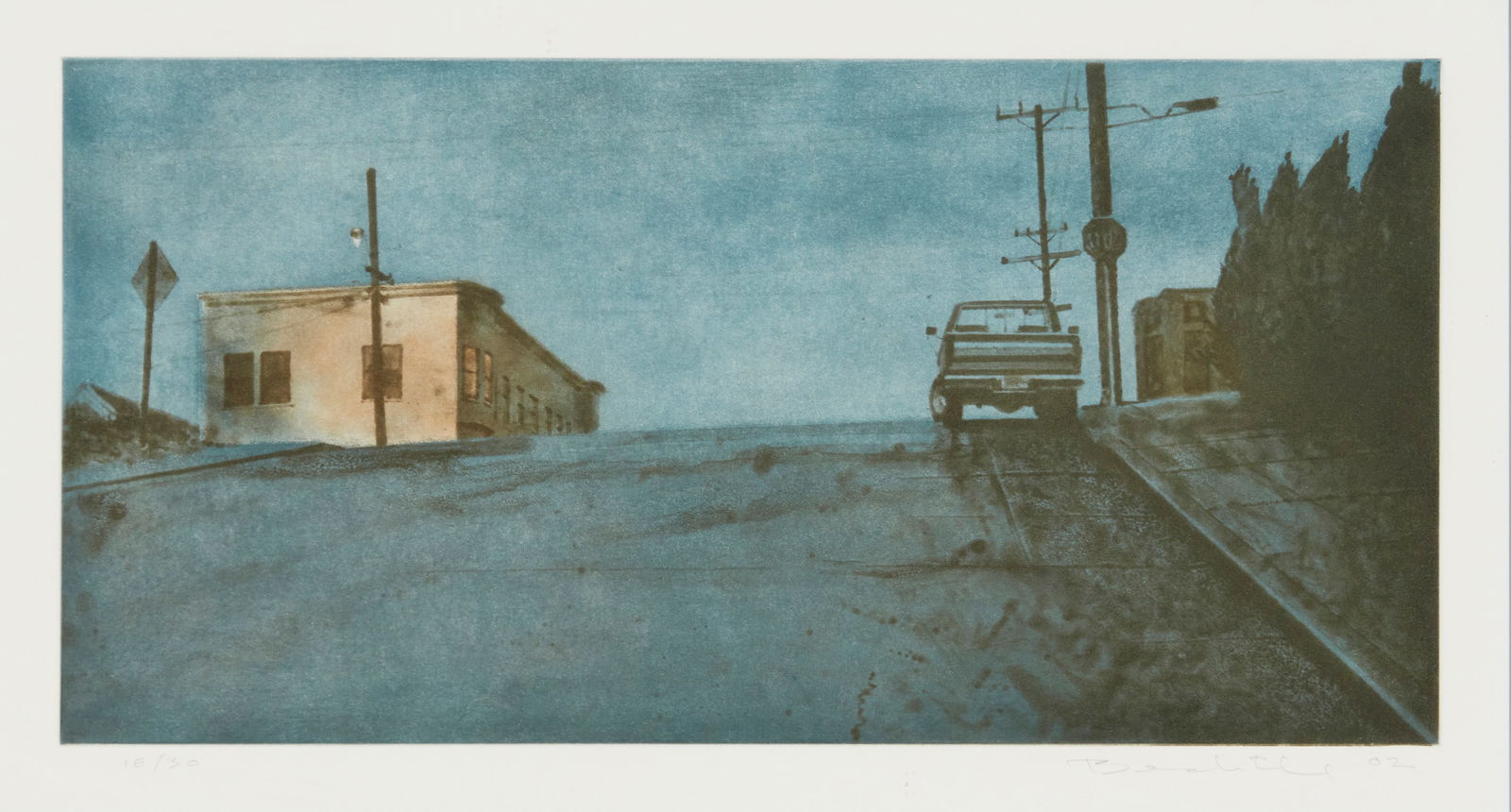 Robert Bechtle (b. 1932), "20th and Mississippi - Night," 2002, Etching and aquatint in colors on (1 of 7)