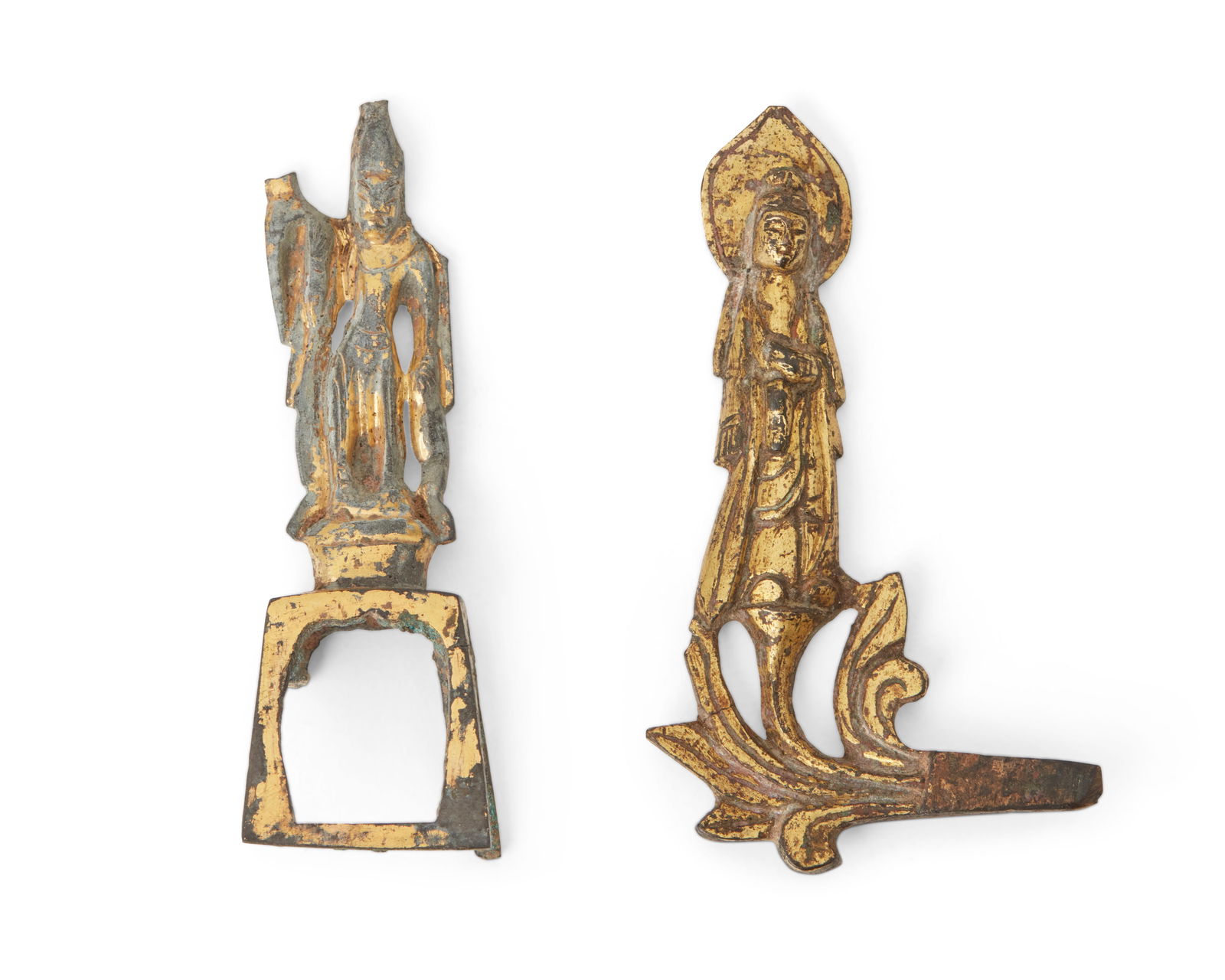 Two Chinese gilt-bronze Buddhist figure ornaments (1 of 6)