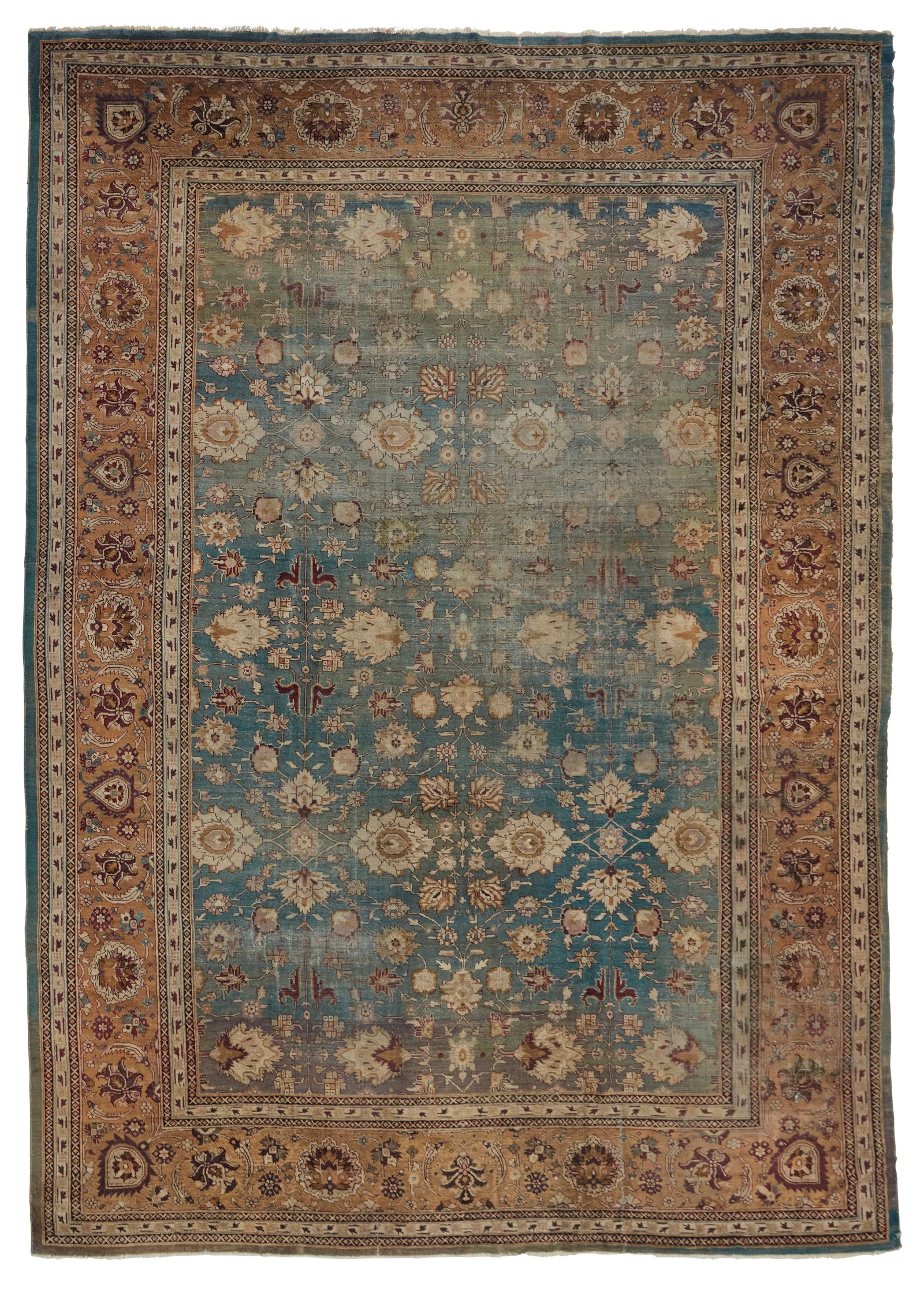 An Indian Agra rug: An Indian Agra rug Early 20th century; Northern India Wool on cotton foundation 15' 9" L x 11' 7" W Provenance: Michael S. Smith Inc.