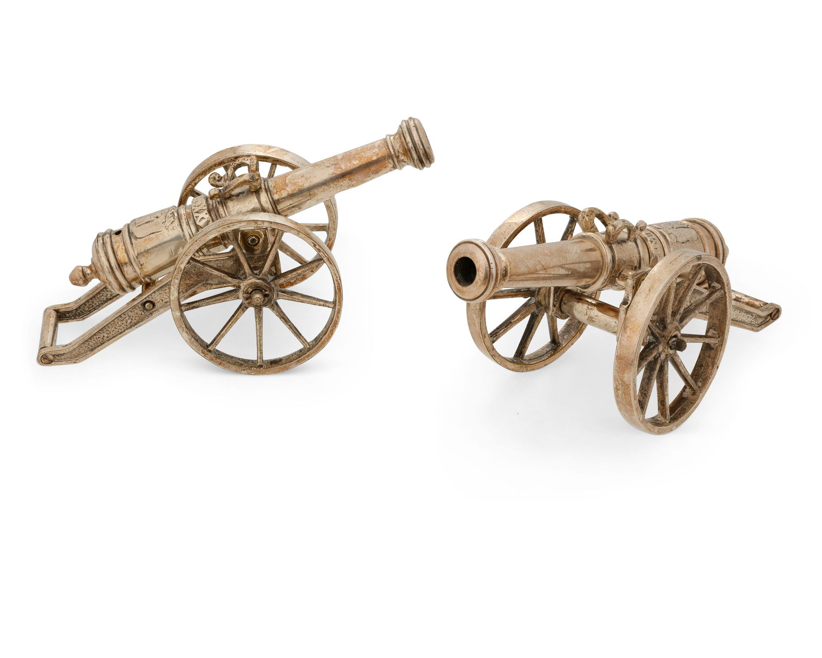 A Pair of Continental weighted silver cannons (1 of 3)