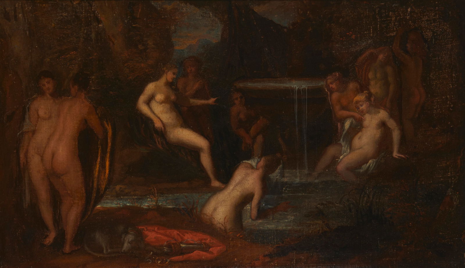 18th Century Italian School, A group of bathers, Oil on canvas, 14.5" H x 25" W (1 of 6)