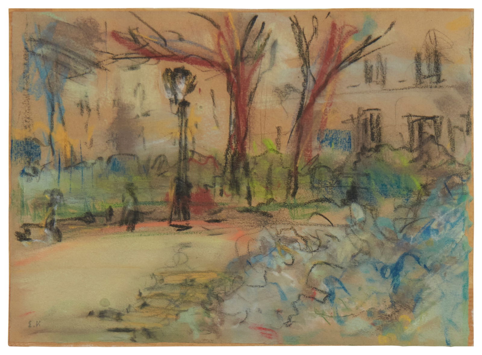 Edouard Vuillard (1868-1940), "La Place Vintimille," Pastel on paper, Sheet: 6.5" H x 8.75" W (1 of 8)