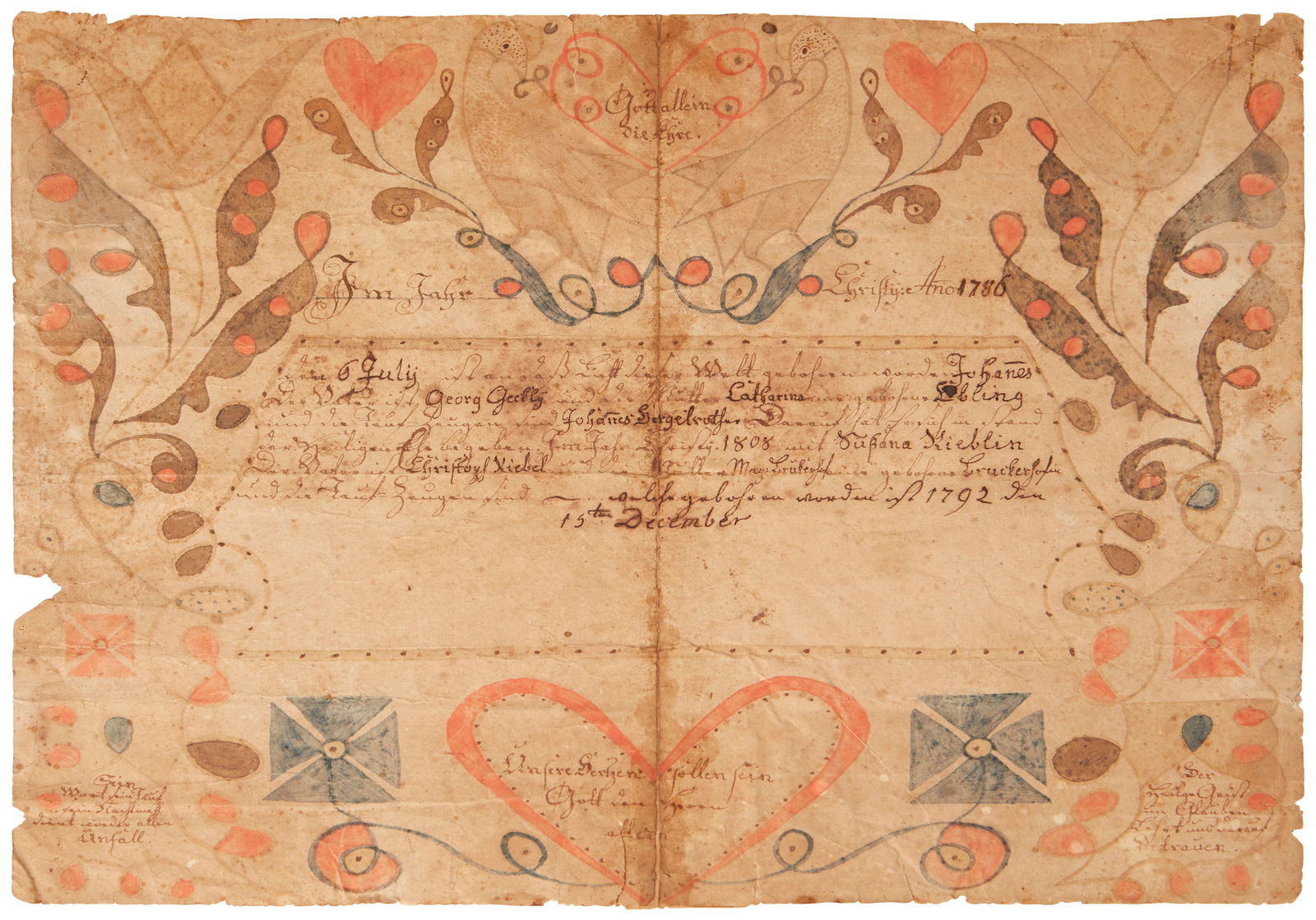 Pennsylvania fraktur birth and baptism certificate (1 of 5)