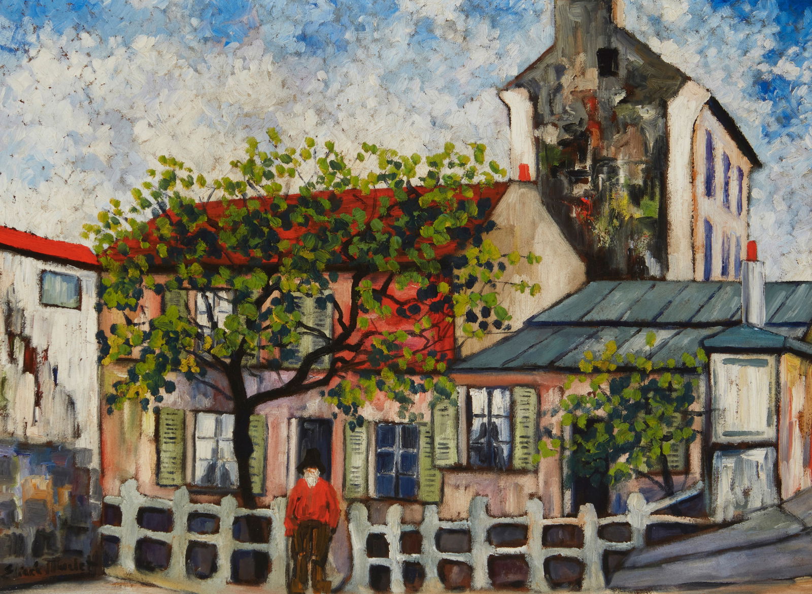 Elisee Maclet (1881-1962), House with red roof, Oil on canvas, 20" H x 28" W (1 of 6)