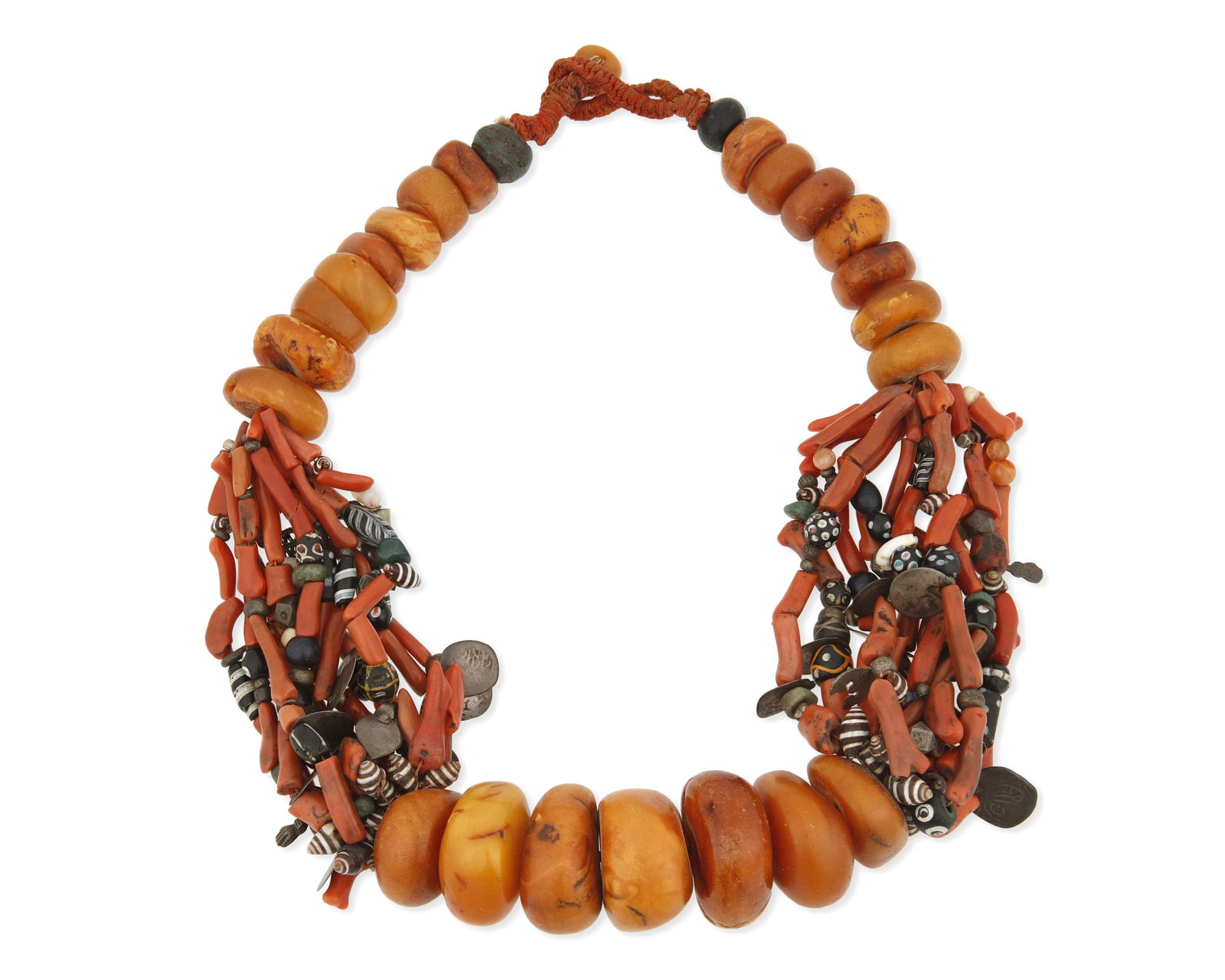 A large amber and glass bead necklace (1 of 2)