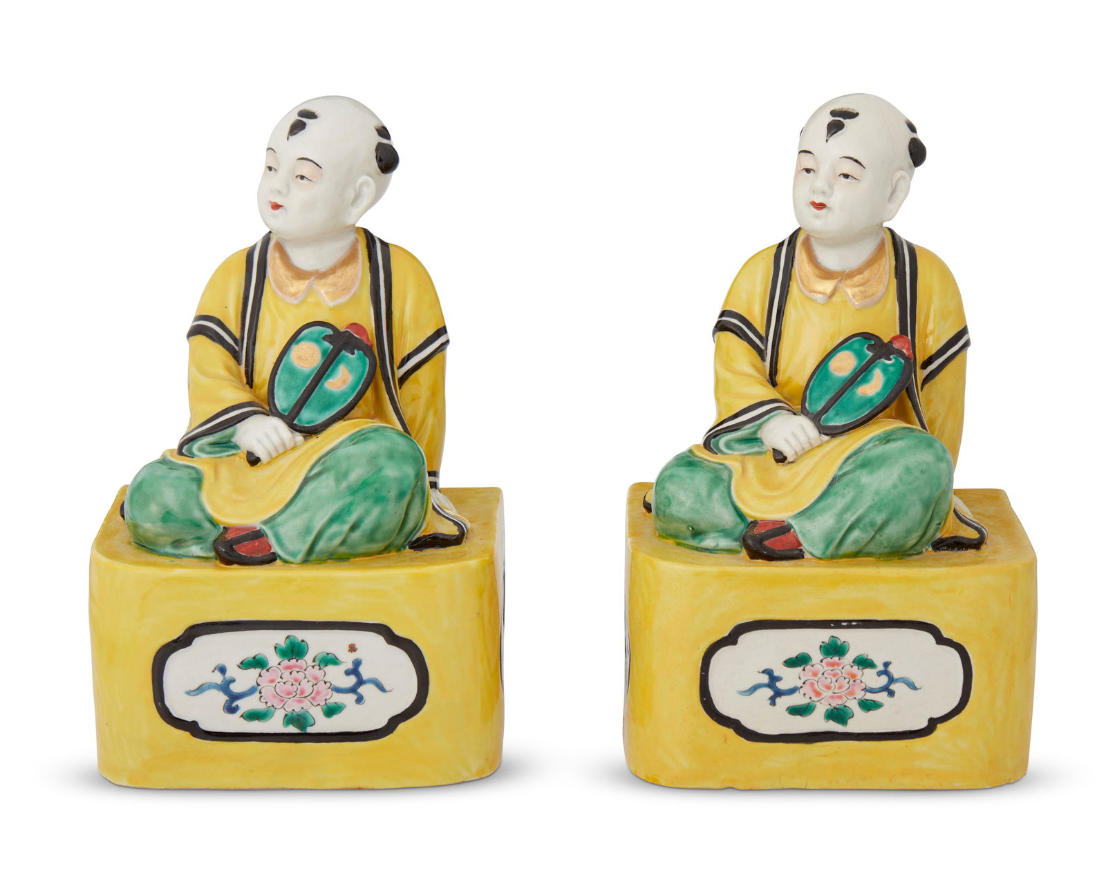 A pair of Chinese Export enameled porcelain figures (1 of 2)