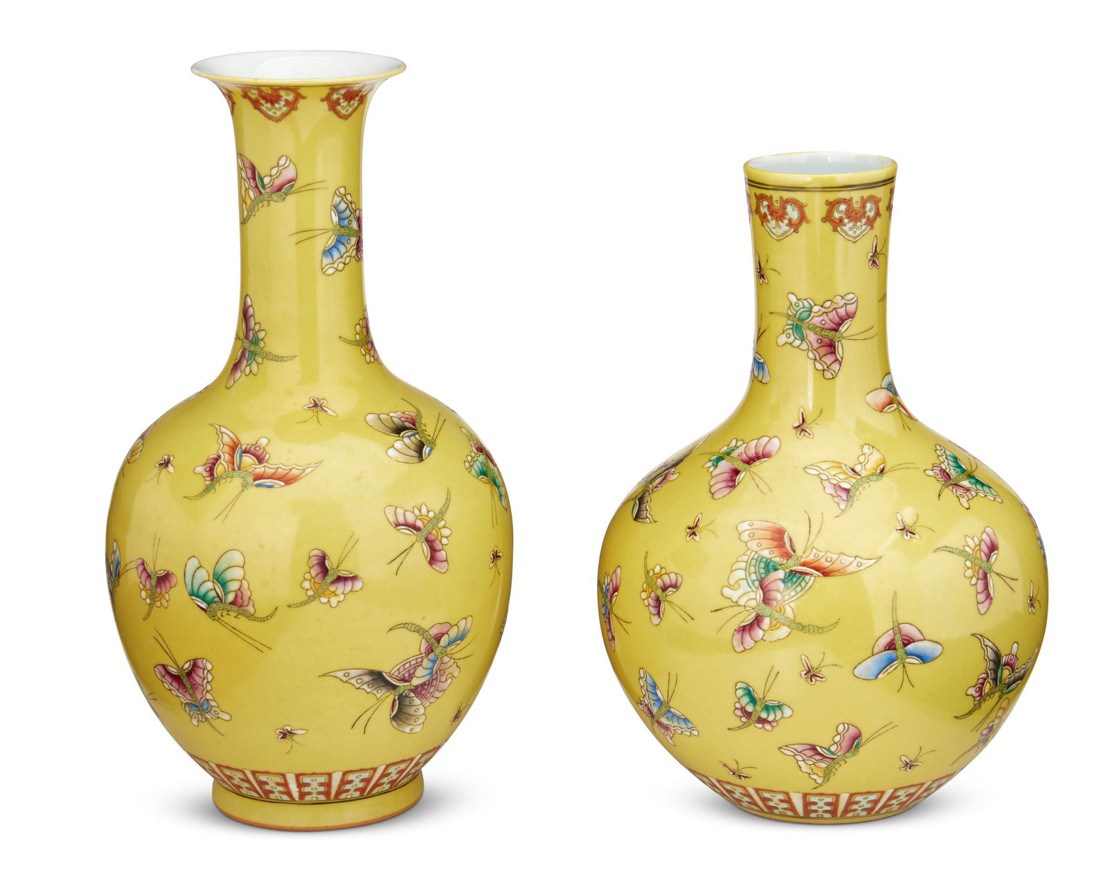 Two yellow ground butterfly vases (1 of 5)