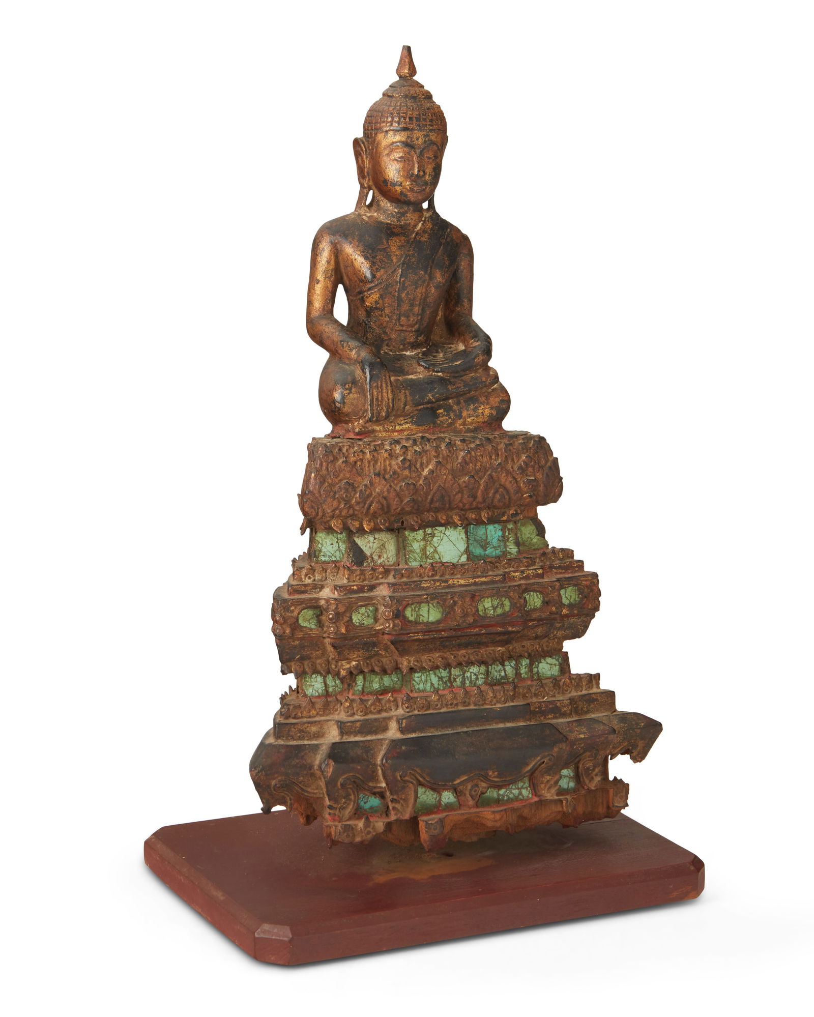 A Burmese carved wood seated Buddha (1 of 2)