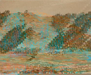 Rinaldo Cuneo (1877-1939), Landscape with hills and farmhouses, 1916: Rinaldo Cuneo(1877-1939)Landscape with hills and farmhouses, 1916Oil on canvasSigned and dated lower left: Rinaldo Cuneo20" H x 24.5" W