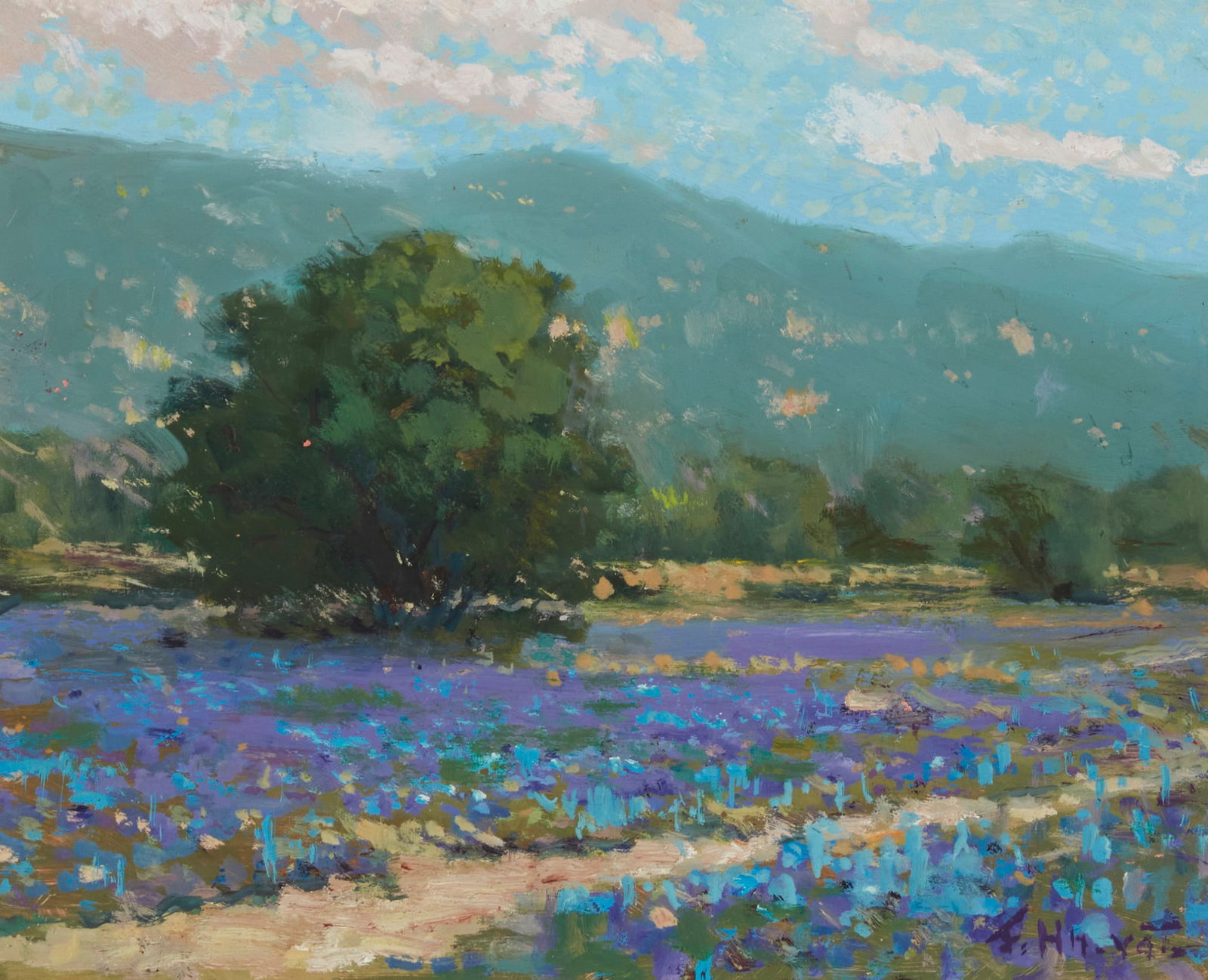 Felice Hrovat (20th Century), Lavender Field Landscape (1 of 5)