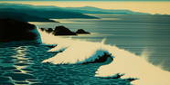 Eyvind Earle (1916-2000), "The Wave," 1990