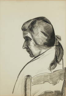 Julio Gonzalez (1876-1942), "Marie-Therese a la Chaise No. 2," circa 1940-1942: Julio Gonzalez(1876-1942)"Marie-Therese a la Chaise No. 2," circa 1940-1942Black crayon and charcoal on paperUnsigned; titled, dated, and certified by the artist's daughter, Roberta Gonzalez