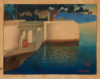 Charles William Bartlett (1860-1940), "Udaipura," 1916: Charles William Bartlett(1860-1940)"Udaipura," 1916Woodcut in colors on paperSigned and inscribed "C" in the lower margin in red pencil: Charles Wm. Bartlett; with the red chopmark