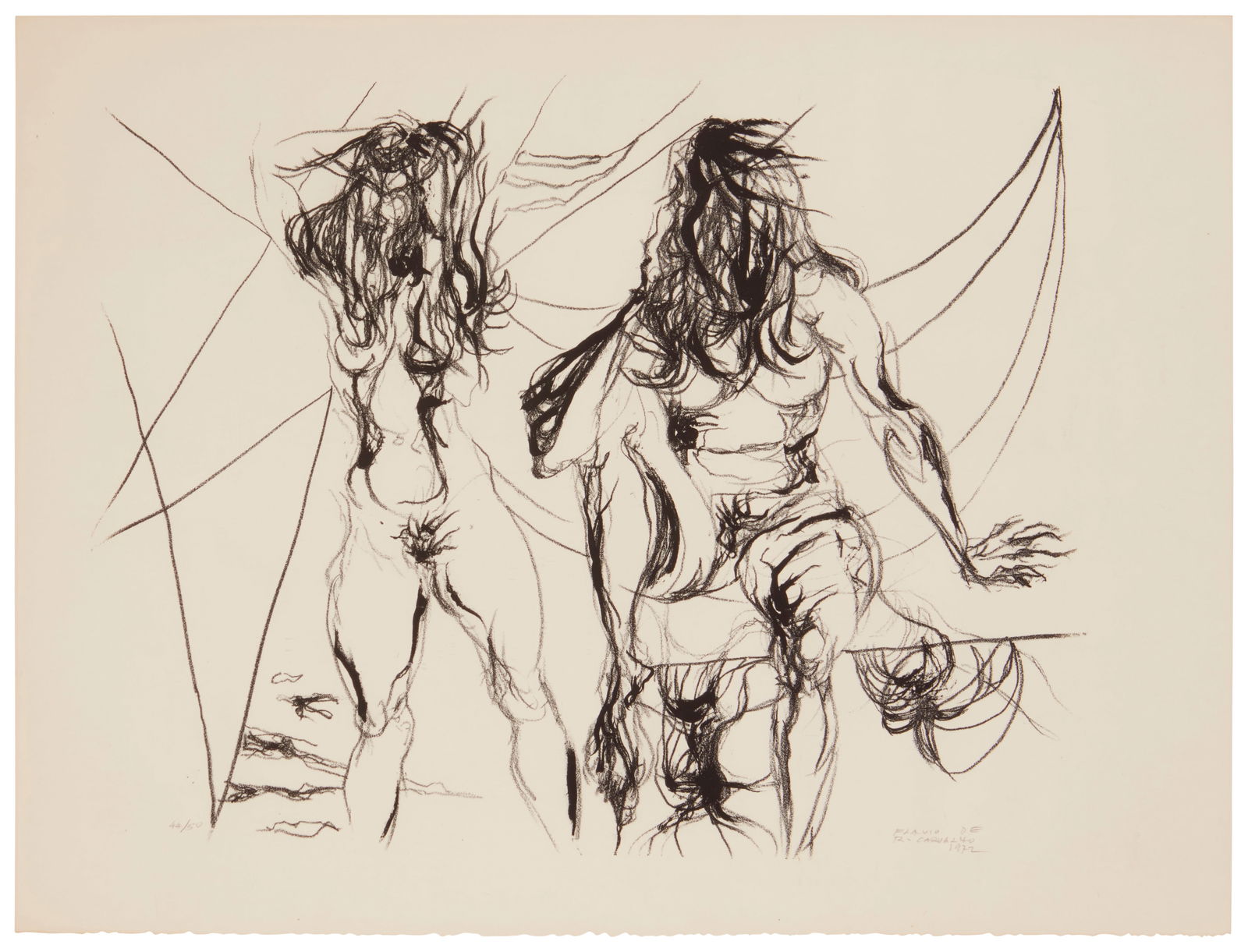 Flavio de Carvalho (1899-1973, Brazilian), "Mirarse," 1972: Flavio de Carvalho(1899-1973, Brazilian)"Mirarse," 1972Lithograph on wove paperEdition: 44/50Signed, dated, and numbered in pencil in the lower margin: Flavio De / R. Carvalho; titled on a l