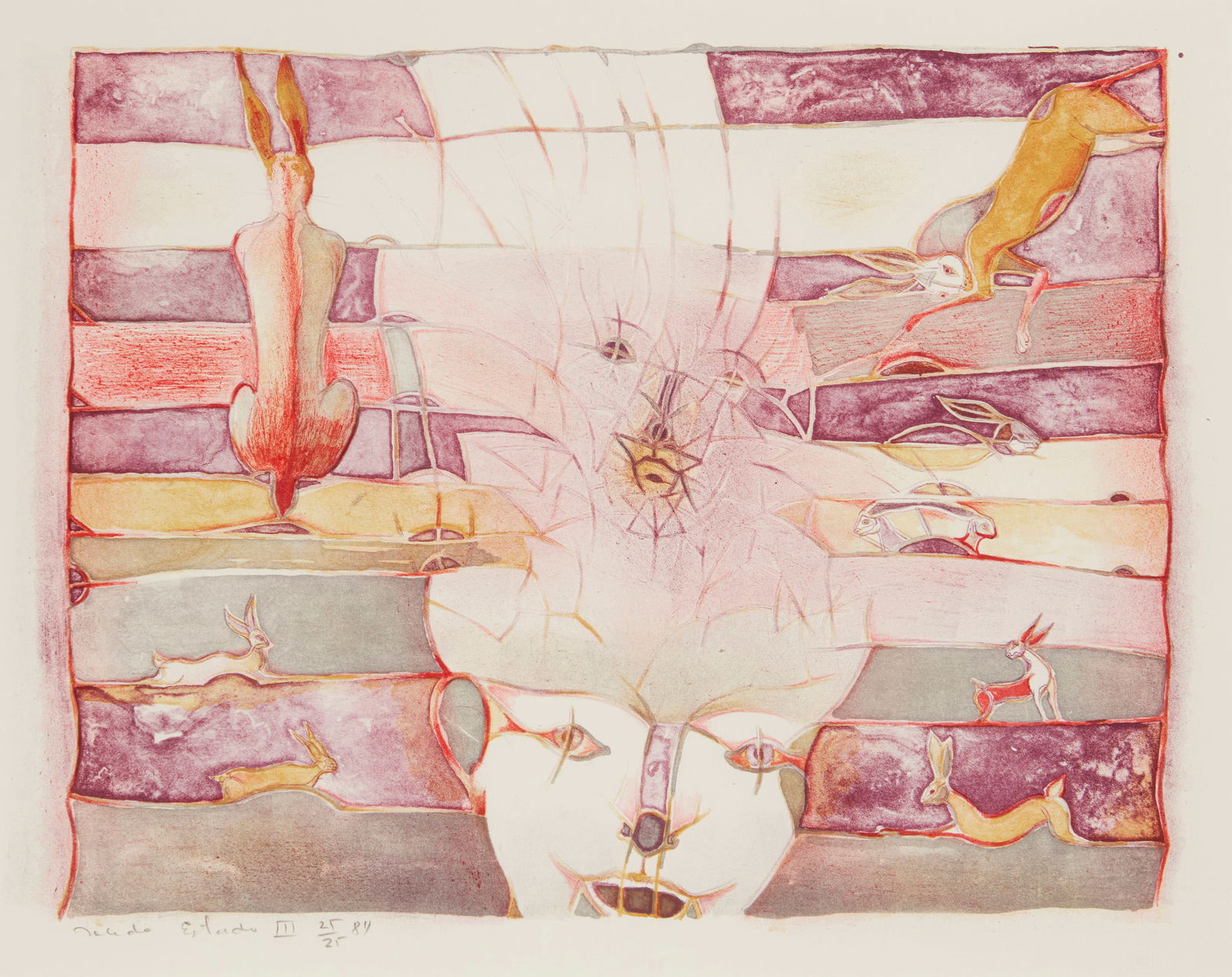 Francisco Toledo (1940-2019, Mexican), "Mi Hermano," 1984: Francisco Toledo(1940-2019, Mexican)"Mi Hermano," 1984Lithograph in colors on paperEdition: 25/25, Third stateSigned, dated, and numbered in pencil in the lower margin: Toledo; Kryon, S.A.,