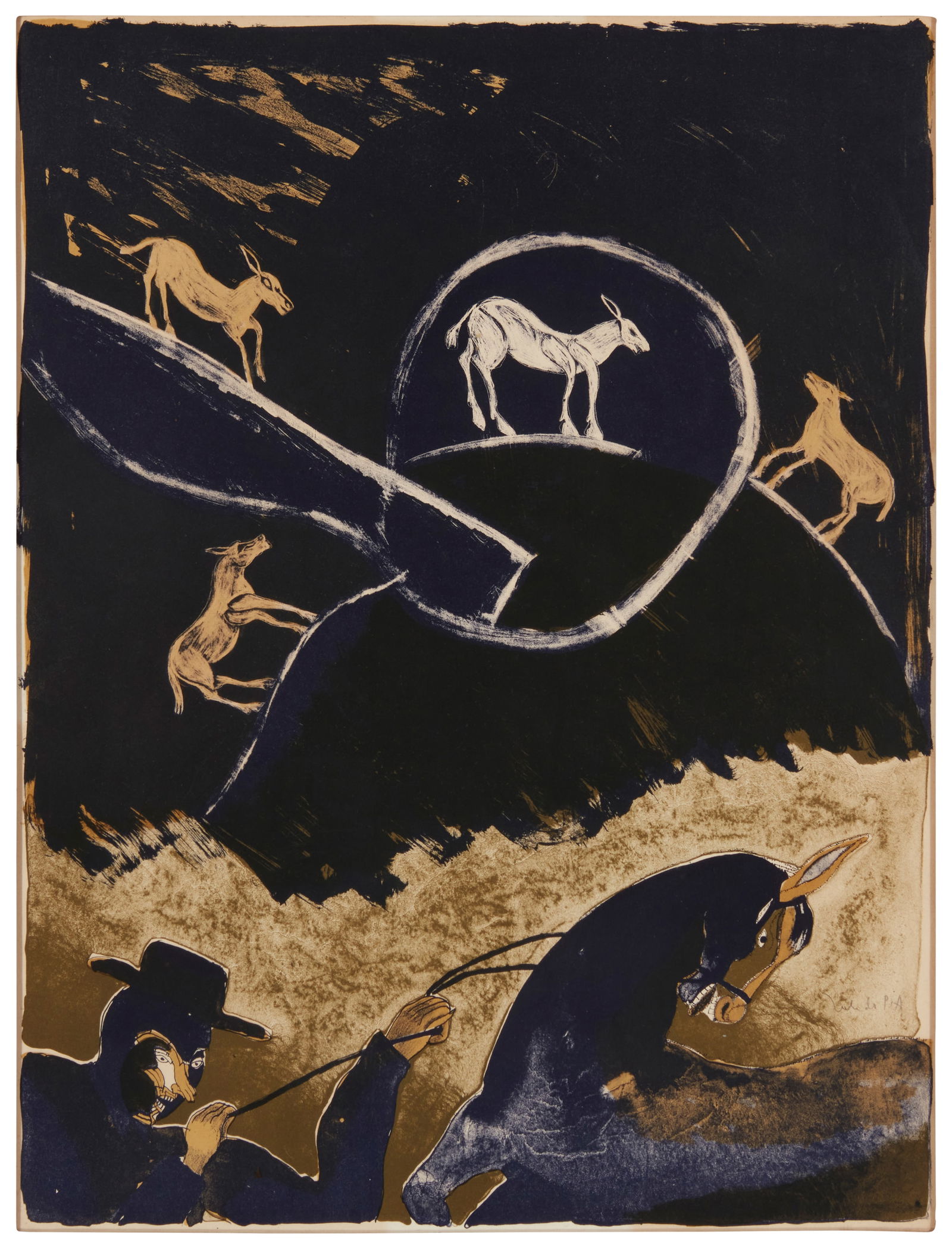 Francisco Toledo (1940-2019, Mexican), Animals with human figure: Francisco Toledo(1940-2019, Mexican)Animals with human figureLithograph in colors on paperEdition: P.ASigned and numbered lower right: ToledoSight: 20.5" H x 15.5" W