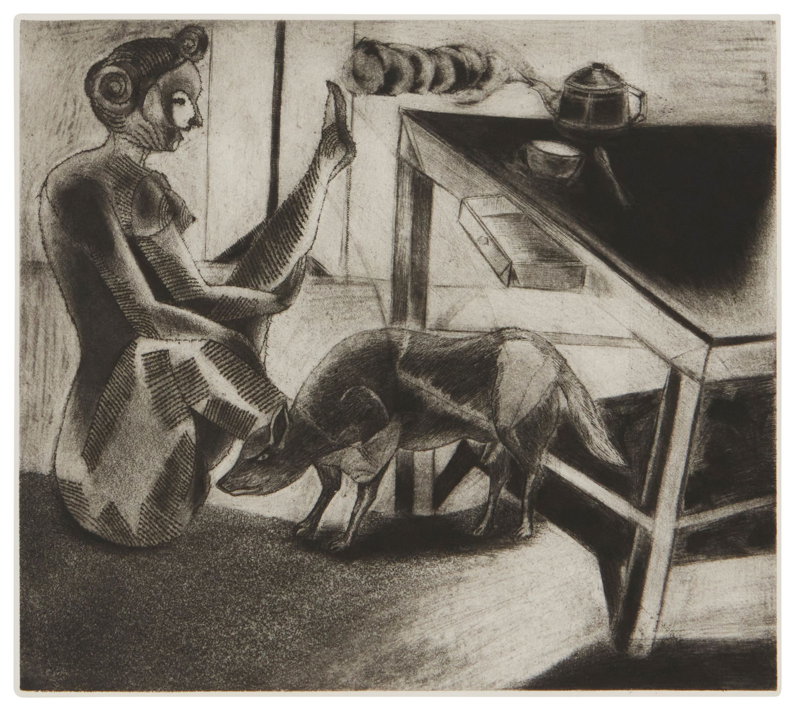 Francisco Toledo (1940-2019, Mexican), "Muchacha con Perro," 1981 (1 of 6)