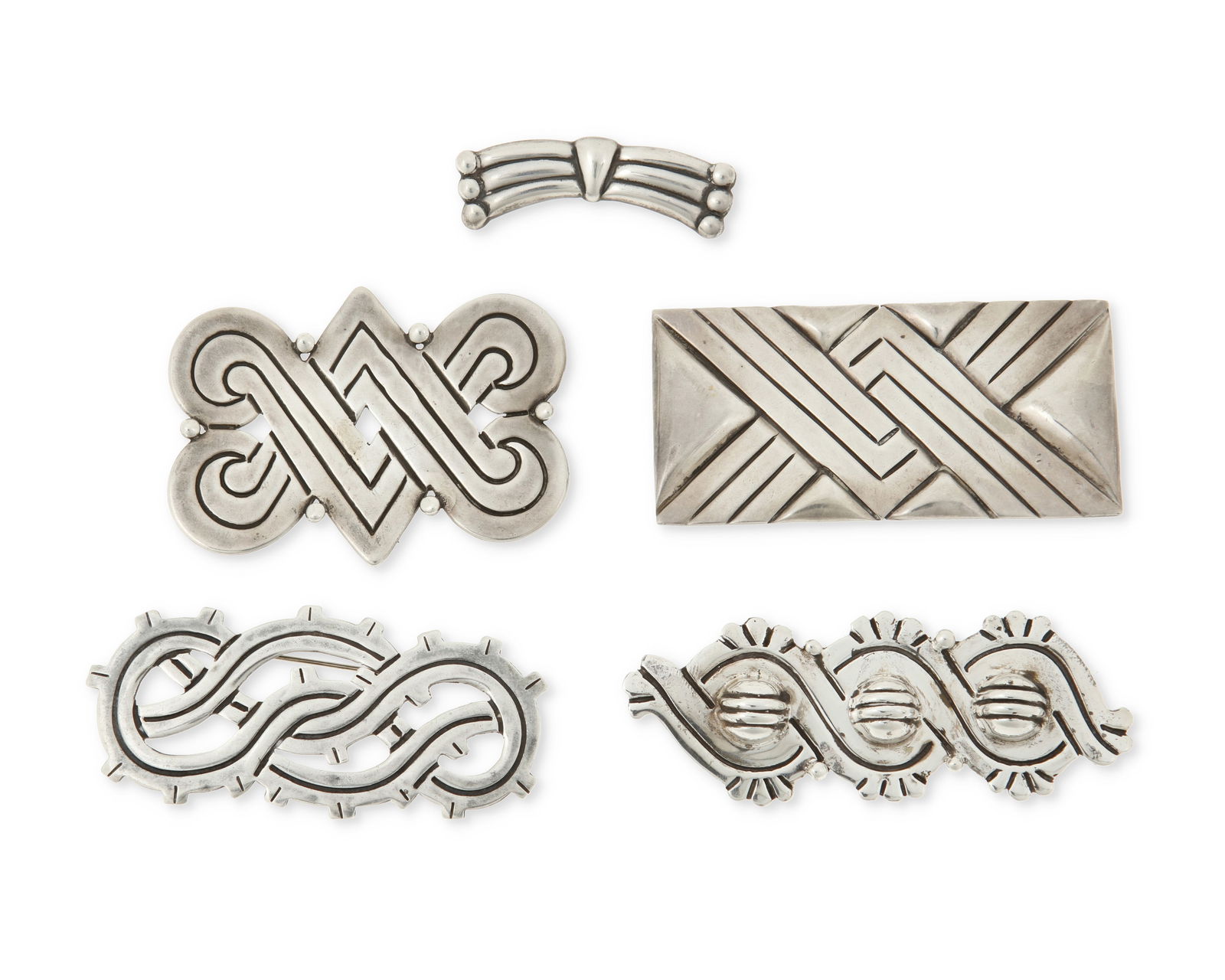 A group of Hector Aguilar Mexican silver brooches (1 of 2)