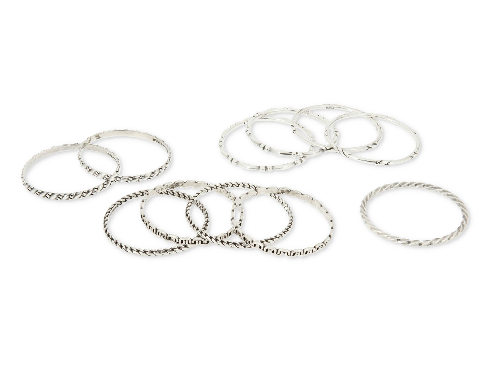 A group of Mexican silver bangle bracelets (1 of 2)