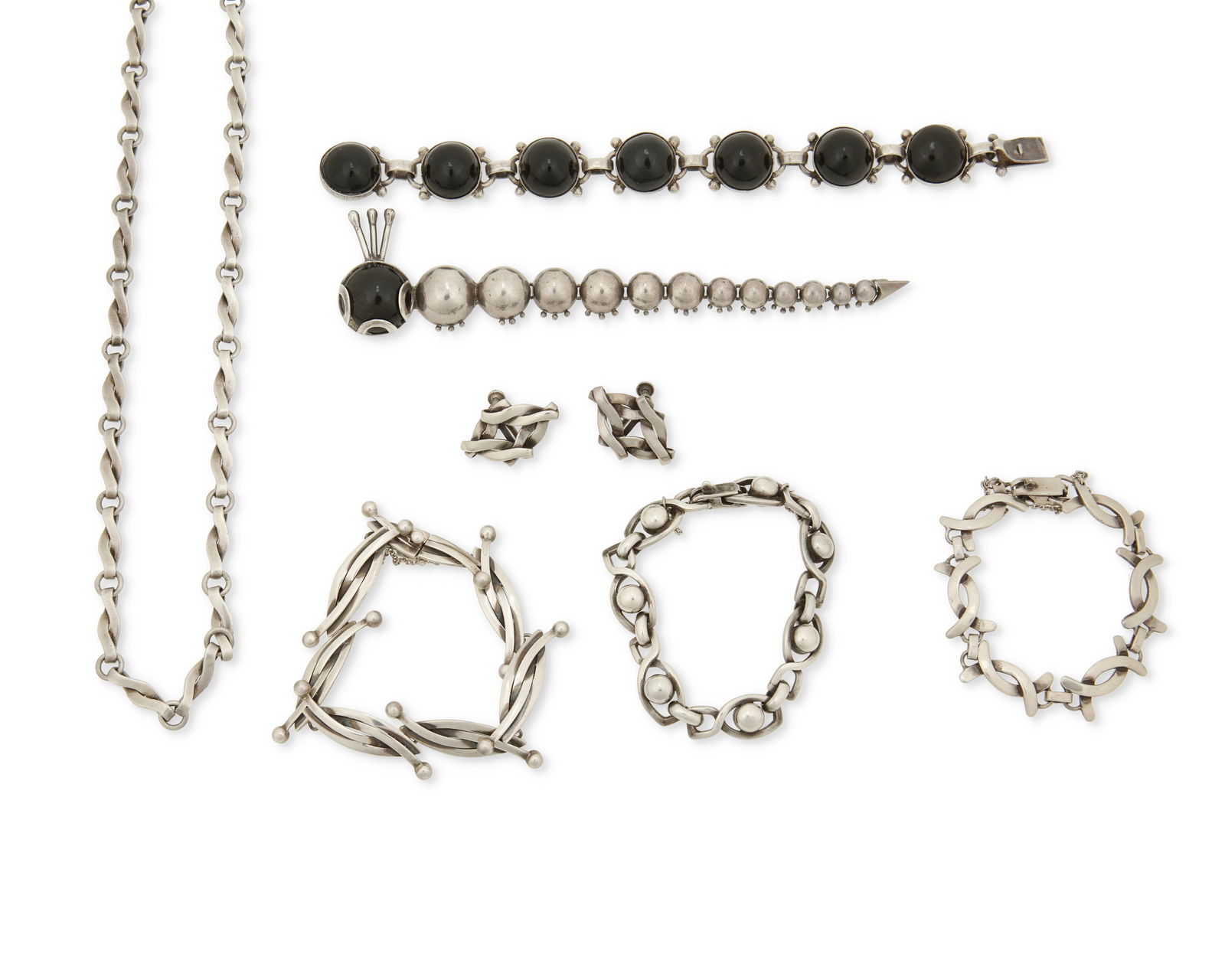 A mixed group of Mexican silver and hardstone jewelry (1 of 2)