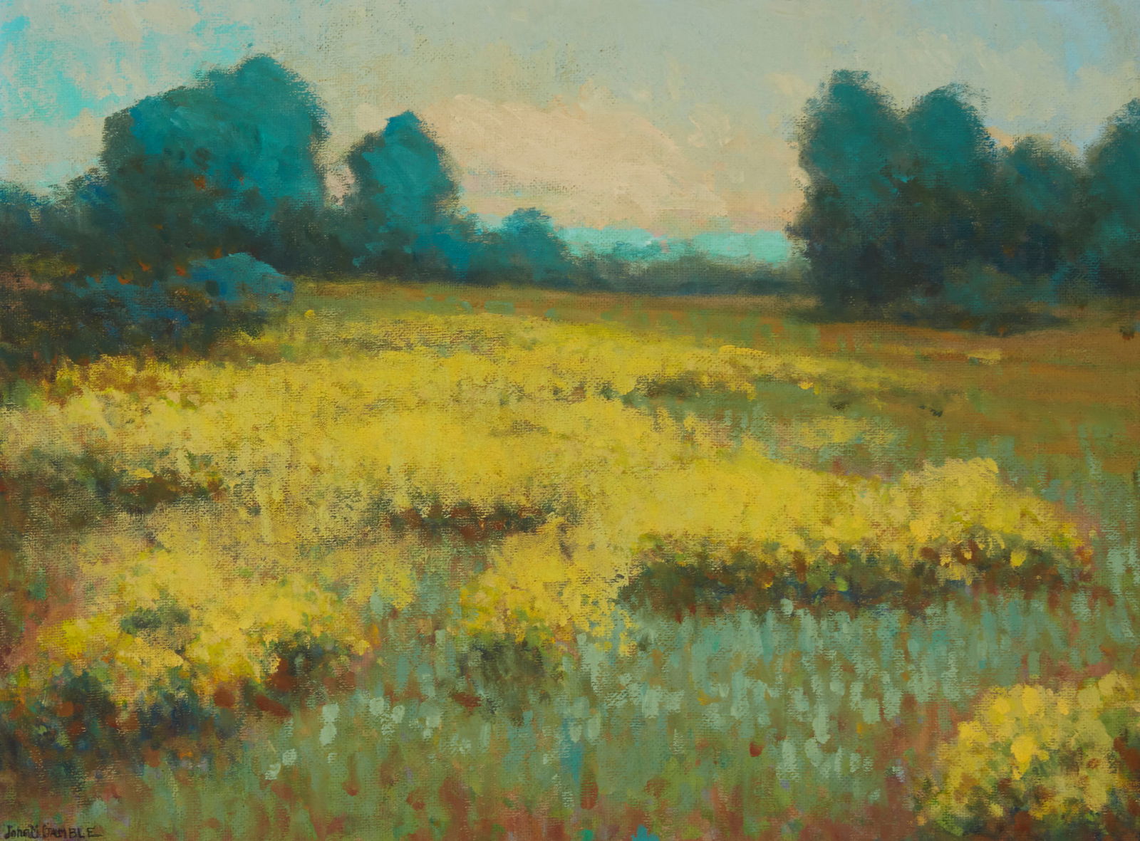John Marshall Gamble (1863-1957), "Yellow Lupine": John Marshall Gamble(1863-1957)"Yellow Lupine"Oil on canvasSigned lower left: John M. Gamble; signed again, titled, and inscribed, verso18" H x 24" W