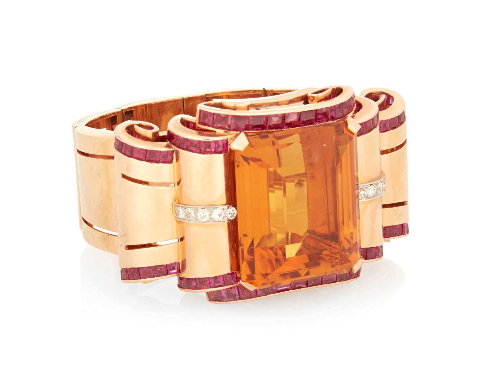 A Retro Gold, Citrine, Ruby and Diamond Bracelet (1 of 3)