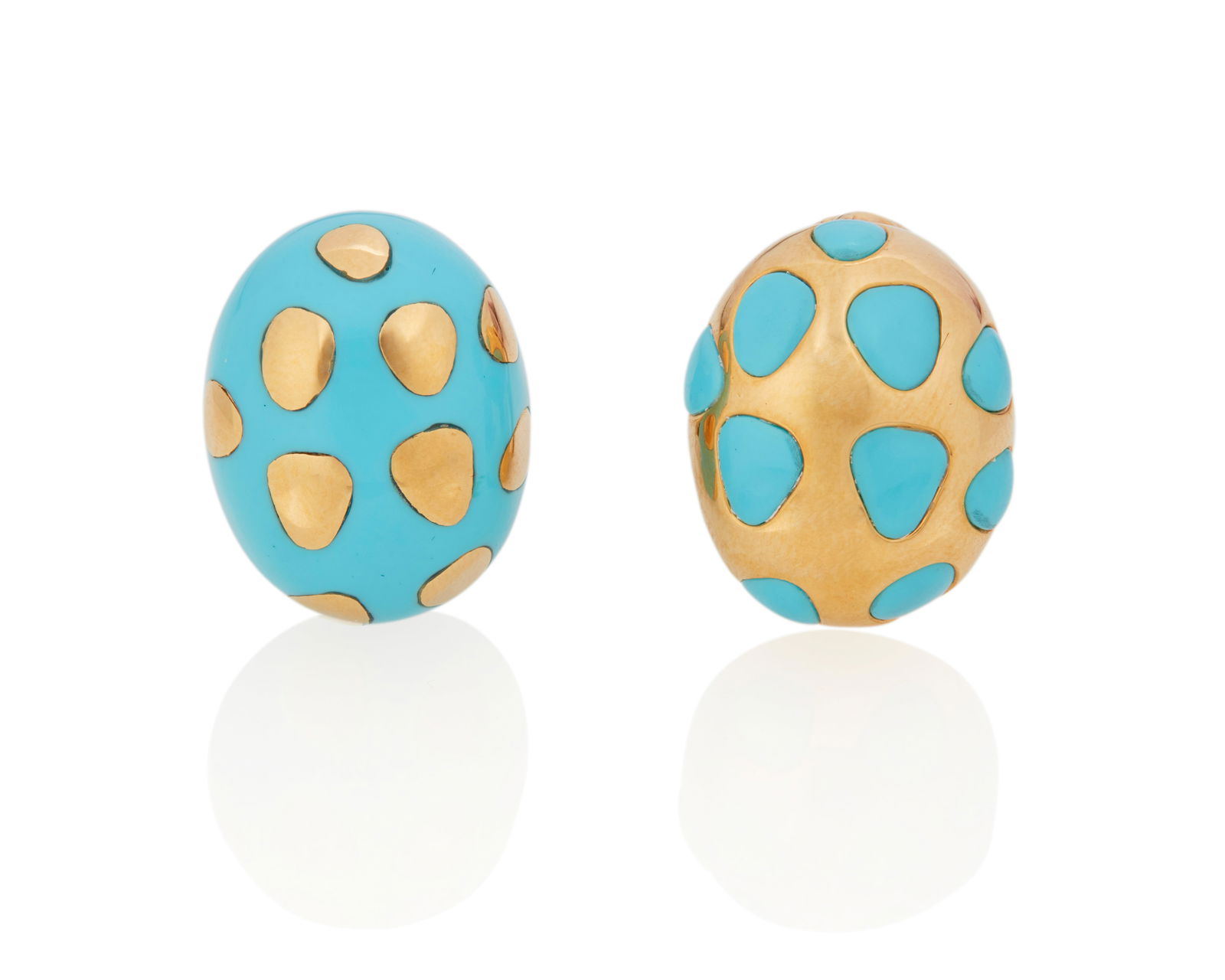 A Pair of Turquoise and Gold Earrings (1 of 2)
