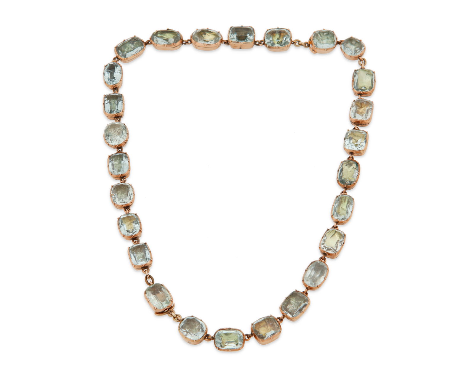 A Foil-Backed Aquamarine Necklace/Bracelet Combination (1 of 3)