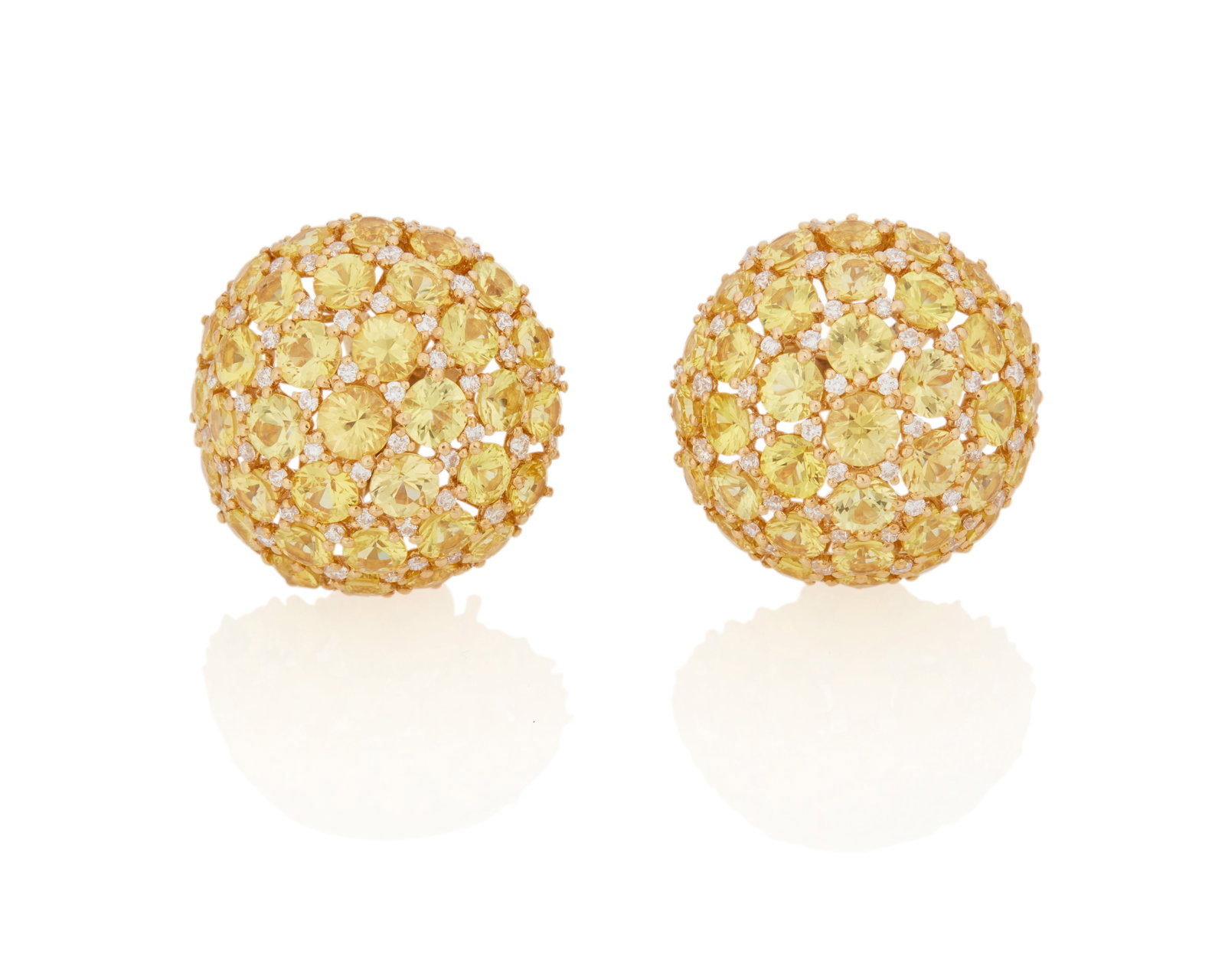 A Pair of Yellow Sapphire and Diamond Earrings (1 of 3)