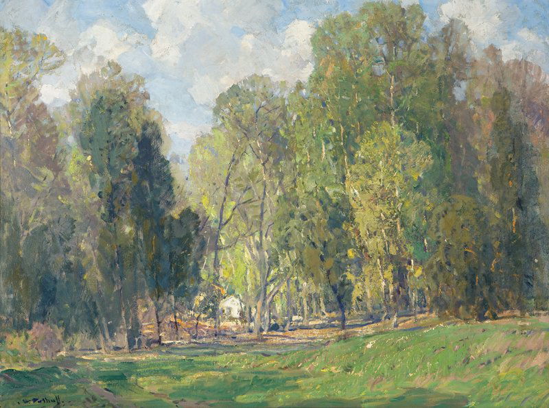 Hanson Duvall Puthuff (1875-1972 Corona Del Mar,: ''Spring's Tenderness'', signed lower left: H. Puthuff, signed again and titled verso, oil on canvas, 30'' H x 40'' W, est:$60,000/80,000 Provenance: Private Collection, Glendale, CA, acquired directl