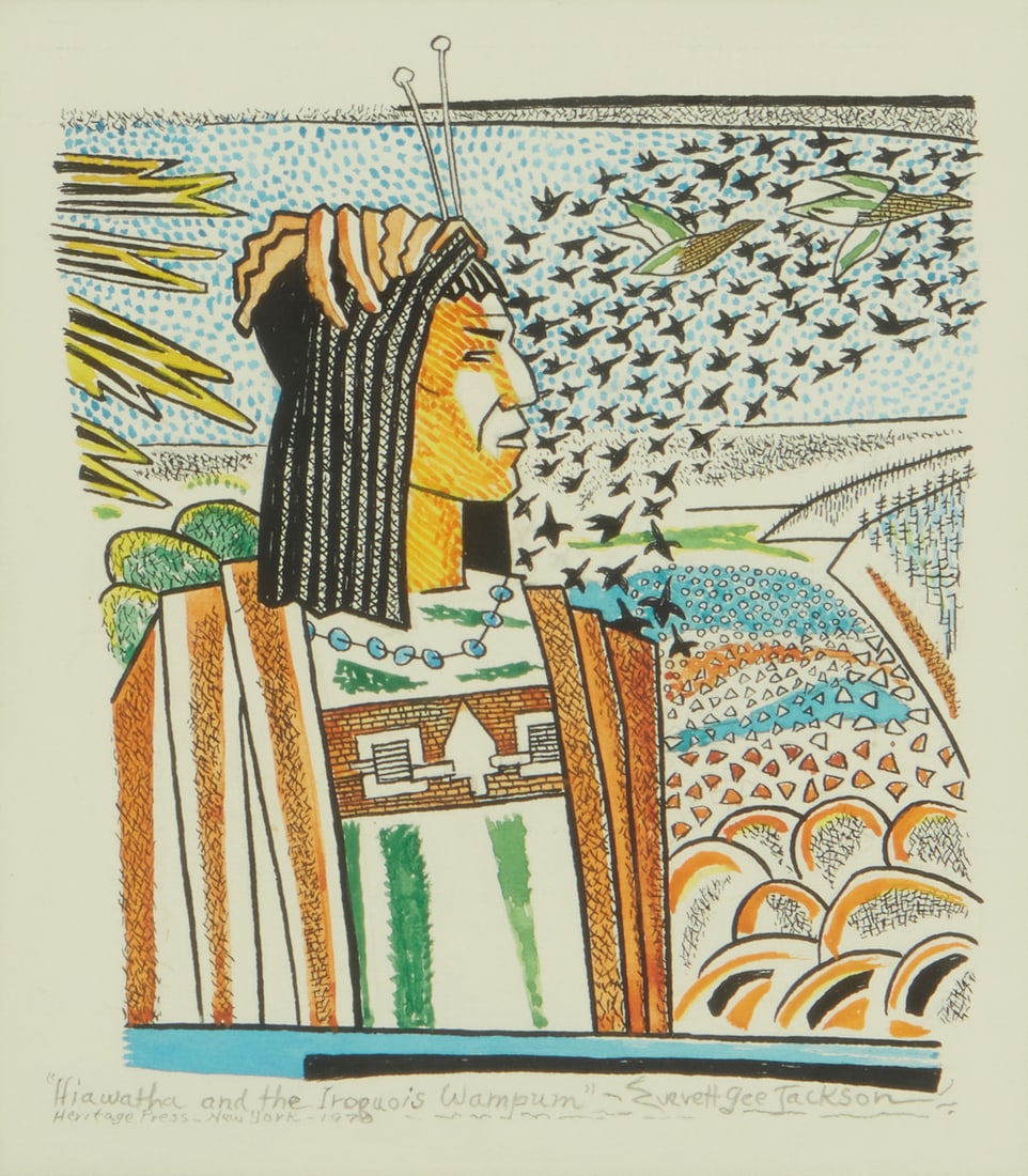 Everett Gee Jackson (1900-1995), "Hiawatha and the Iroquois Wampum" illustration from "Indian (1 of 5)