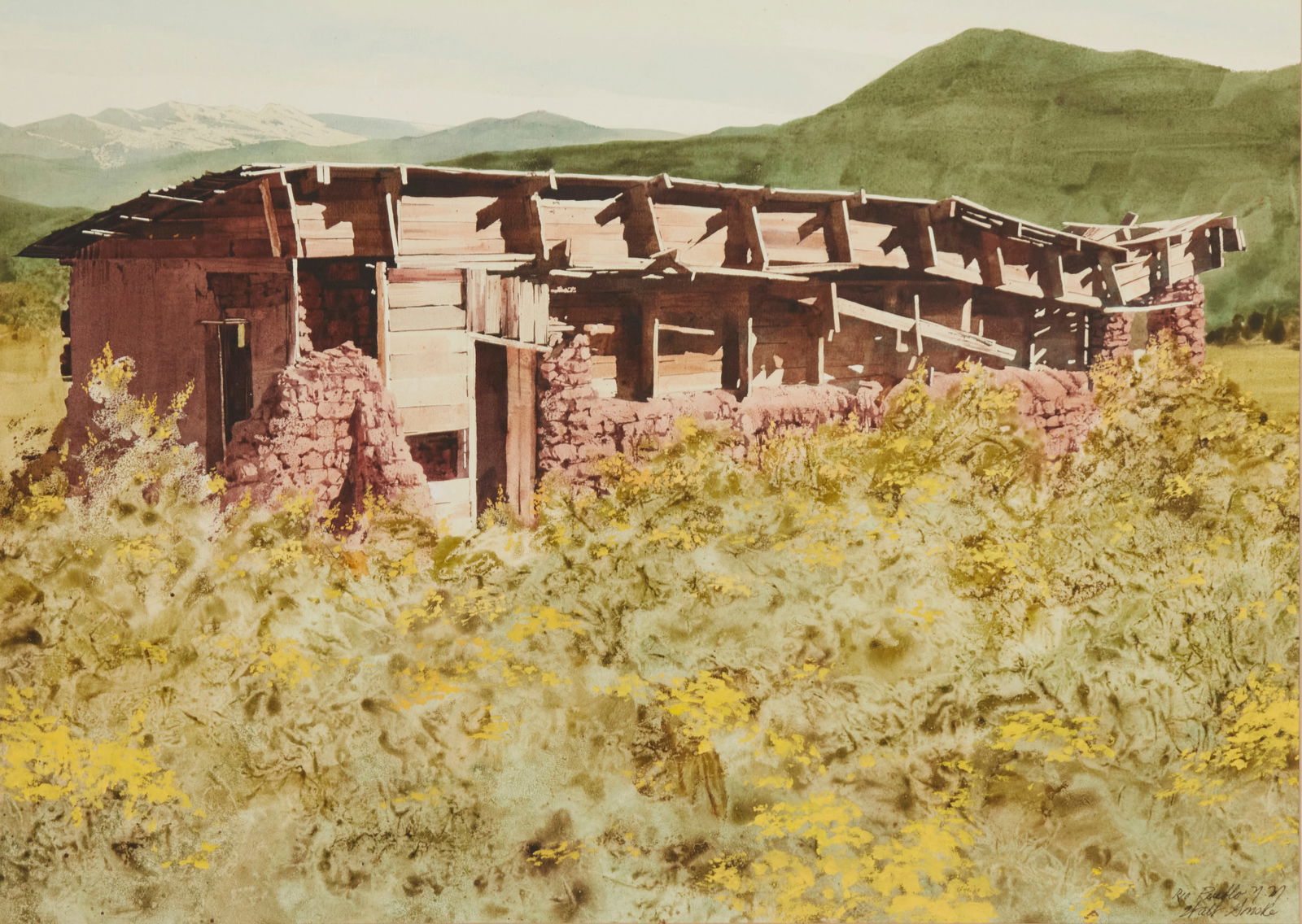 Walt Gonske (b. 1942), "Rio Pueblo N.M.": Walt Gonske(b. 1942)"Rio Pueblo N.M."Watercolor on boardSigned and titled lower right: Walt Gonske22" H x 30" W
