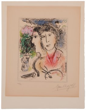 Marc Chagall (1887-1985), "Double Portrait au Chevalet," 1976