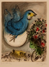 After Marc Chagall (1887-1985), "The Blue Bird," by Charles Sorlier, 1968